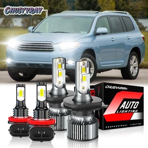 For Toyota Highlander 2008-2010 LED Headlights High+Low & Fog Lights Bulbs Kit - Picture 1 of 16