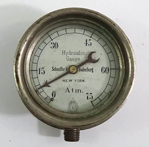 Manometro idraulico vintage Schaeffer & Budenberg atm. New York #734 - Foto 1 di 10