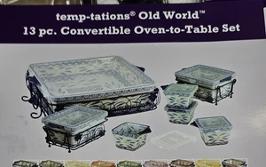 RARE Temptations Old World Black 13pc Casserole Lids Trivets Racks NEW NOS - Picture 1 of 24