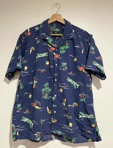 Gitman Bros Vintage Hawaiian Mens Blue Size L made in USA EUC TJ Collection - Picture 1 of 7