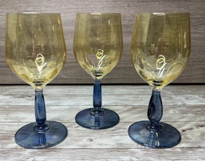 3 Crystal MCM Wine Glasses -RARE! Made in Italy Elegant Multicolor Blue Gold - Picture 1 of 14