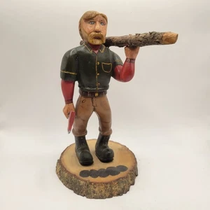 Vintage Wood Carved Lumberjack Figgure German Black Forrest G.A. Wolven 10in - Picture 1 of 9