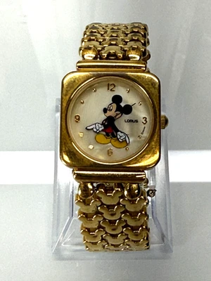 *Working*  Lorus Mickey Mouse Vintage Womens Watch V501-X047 Gold Tone Steel - Image 1 of 4