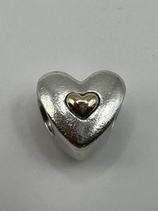 Genuino Pandora Retirado Dos Tonos Feliz Aniversario Corazón Dije #791290 S925 ALE - Imagen 1 de 4