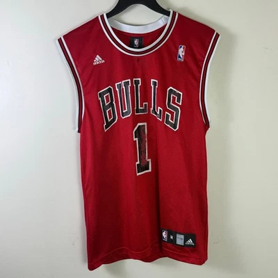Camiseta masculina rara Derrick Rose Chicago Bulls branca 2011 autêntica tamanho médio  - Imagem 1 de 4