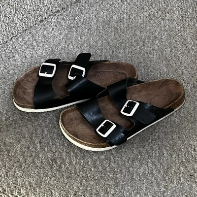 Sandalias Birkenstock Arizona de cuero negro súper agarre plantilla suave para hombre 44/285 Foto 1 de 4