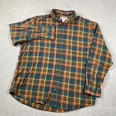 Duluth Trading Co Flannel Shirt Men's L Orange Blue Green Plaid Workwear - Image 1 of 4