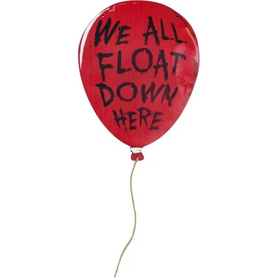 Letrero grande colgante de globo rojo - Todos flotamos aquí decoración de terror Foto 1 de 4