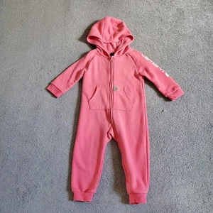 Carhartt Coveralls Baby 18m Pink Hoodie Hooded Full Zip - Picture 1 of 10