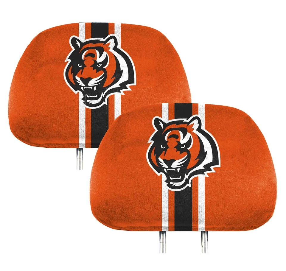 Fundas de reposacabezas con licencia de Cincinnati Bengals NFL - Juego de 2 - Cubierta de asiento de auto regalo Foto 1 de 4