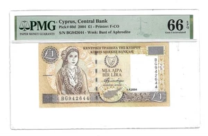 Cyprus,  1 Pound, 01.04.2004, 66EPQ PMG Banknote Pick 60d - Picture 1 of 4
