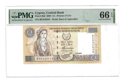 Cyprus,  1 Pound, 01.04.2004, 66EPQ PMG Banknote Pick 60d - Image 1 of 4