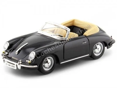 1961 Porsche 356b Cabriolet Negro 1:24 Bburago 22078 - Photo 1/4