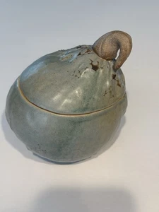 1999 Patricia Garrett Bowl Blue Squash Bowl w/ lid Great Impressions Pottery - Picture 1 of 8
