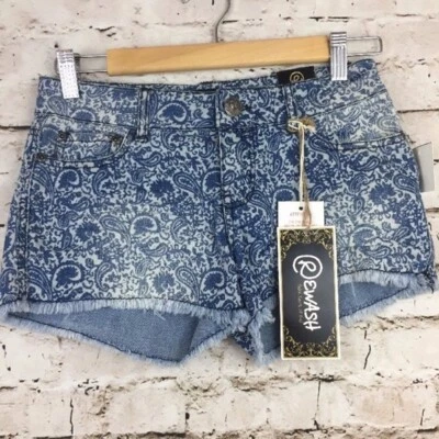 REWASH Size 1 Cut Off Denim Jean Shorts Paisley Pocket New with Tags juniors - Image 1 of 4