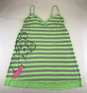 Disney Medium Babydoll Top Gray/Neon Green Tinkerbell - Picture 1 of 6