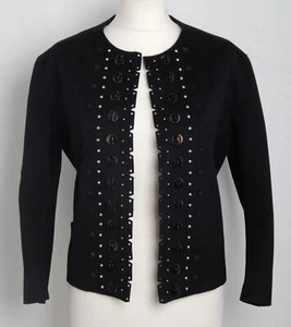 Loewe Women Black Jacket Wool Blend Solid Studded Long Sleeve Blazer Sz IT 38 XS - Picture 1 of 7