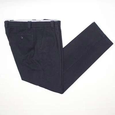 Bloomingdales Mens Casual Pants 37x34 Solid Navy Blue Cotton Pleated Trousers - Image 1 of 4