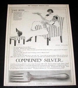 1911 OLD MAGAZINE PRINT AD, COMMUNITY SILVER SHERATON DESIGN, COLES PHILIPS ART! - Picture 1 of 1