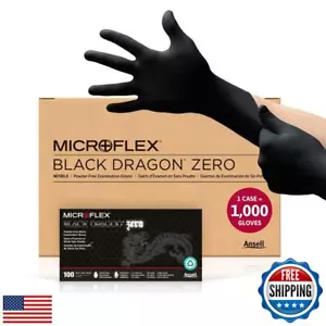 Ansell MICROFLEX BD-100N Black Dragon Zero 5mil Disposable Nitrile Gloves w/T - Picture 1 of 5