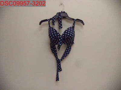 Top de bikini halter a lunares blanco azul marino Wear Liz Claiborne para mujer XL 190608816445 Foto 1 de 4
