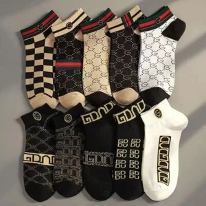 5 Pair Designer Stylish Short Socks Breathable Unisex Cotton Socks - Picture 1 of 8