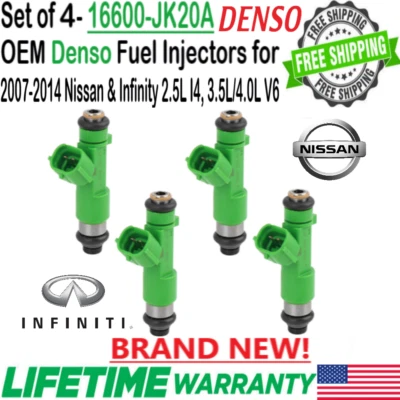 Inyectores de combustible Denso 4 piezas nuevos OEM para Nissan Pathfinder 2013, 2014 3,5 L V6 Foto 1 de 4