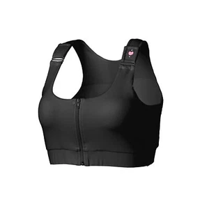 heart&core Shirl Bra Post-Surgery Racerback Bra Double Zipper Front Black 2XL - Picture 1 of 9