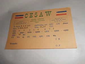 Vintage 1948 CE5AW QSL Amateurfunkkarte Concepcion Chile - Bild 1 von 2