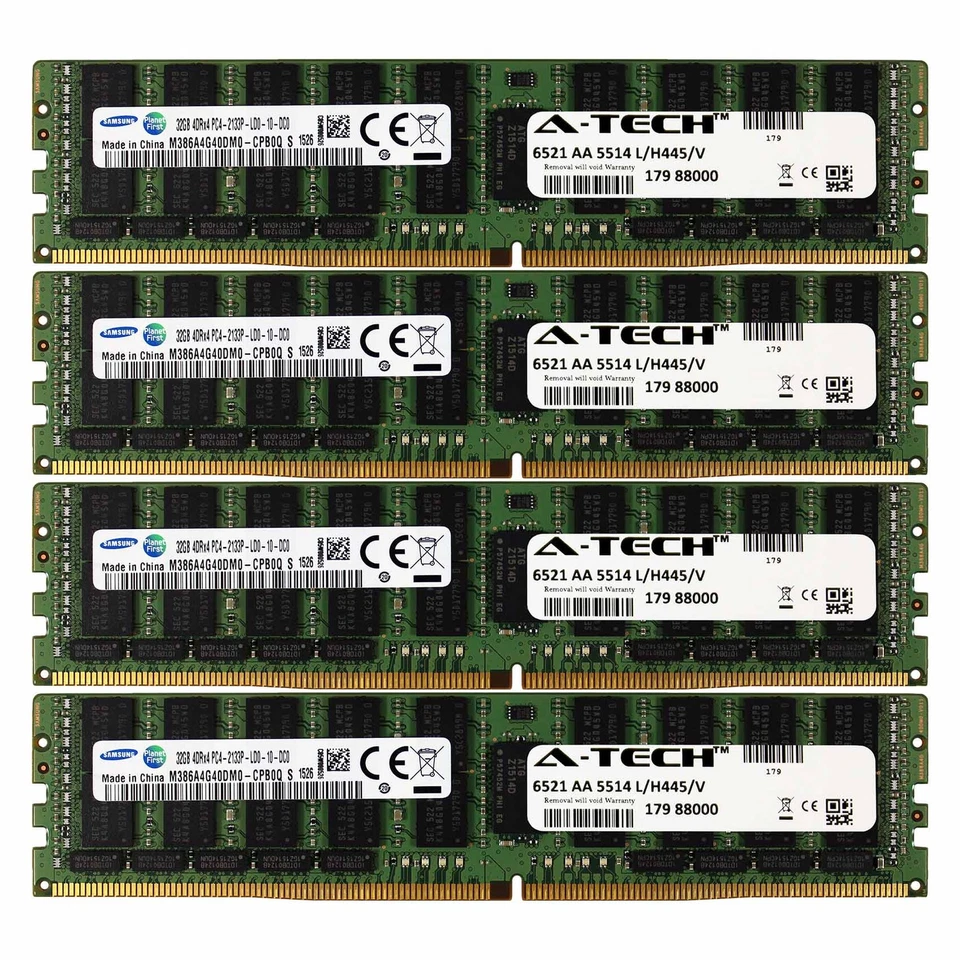 128GB Kit 4x 32GB PC4-17000 LRDIMM DELL POWEREDGE R730xd R730 R630 Memory RAM - Image 1 of 1