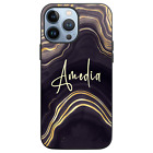 Personalised Name Marble Cover For Iphone 15 Pro Max 14 Plus 13 12 11 Phone Case