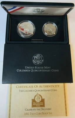 1992 Columbus Quincentenary Two Coin Proof Set (#62L) - Image 1 of 3