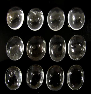 128.70 Ct Natural Clear Quartz 14-17 mm Loose Gemstone Cabochon 12 Pcs Lot-62766 - Picture 1 of 5