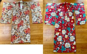 Lot of 2 Handmade Japanese Women's Long Kimonos - Picture 1 of 24