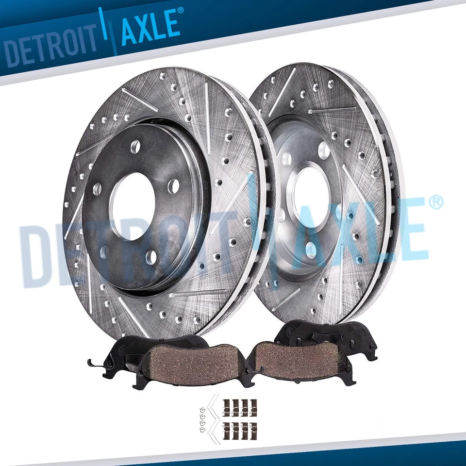 Front Drilled Rotors + Brake Pads Kit for Toyota Camry Avalon Lexus ES350 ES300h - Image 1 of 4