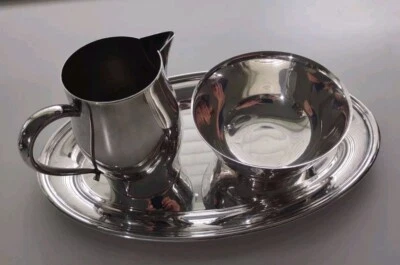 Paul Revere Reproducción Oneida Plateros Bandeja Crema y Azúcarero Foto 1 de 4