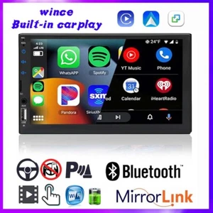 Double 2 DIN 7" Car Stereo Carplay/Android Auto Touch Screen Bluetooth FM Remote - Imagen 1 de 12