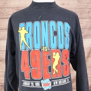 SUDADERA VINTAGE SUPER BOWL XXIV 24 BRONCOS 49ERS 1990 TRENCH CUELLO REDONDO XXL - Imagen 1 de 12