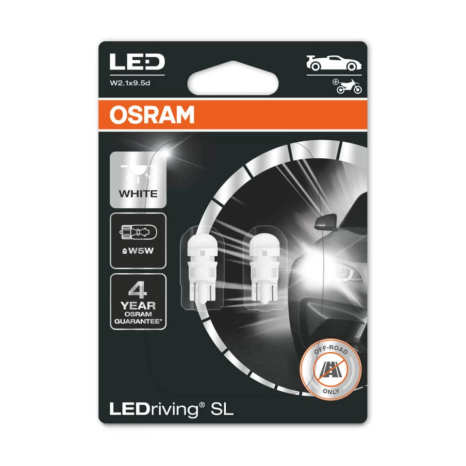 Osram 2 Bombillas LED Ubicación W5W T10 6000K 2825DWP Premium 4 Años De Garantía - Imagen 1 de 4