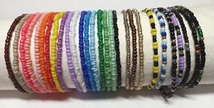 Glass Seed Bead Stretch Bracelets 19cm (7.50") various Colours - Picture 1 of 31