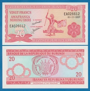 Burundi 20 Francs P 27d 2007 UNC - Picture 1 of 1