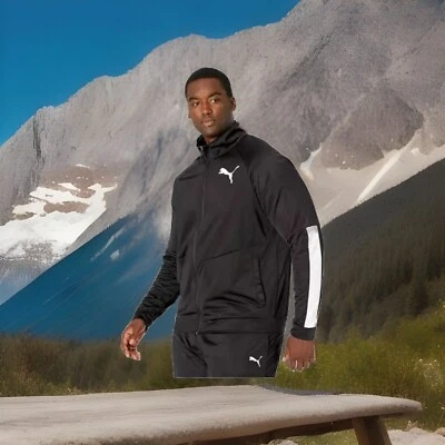 Chaqueta Puma Contrast 2.0 Cremallera Completa Hombres Negra Informal Ropa Exterior Atlética 531088 $60 Foto 1 de 4