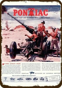 1943 PONTIAC BORFORS ANTI AIRCRAFT GUN VintageLook DECORATIVE REPLICA METAL SIGN - Bild 1 von 1
