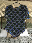 Vintage Laurence Kazar SZ M Sequence,Beaded,Pearls Scallop Short Sleeve Top