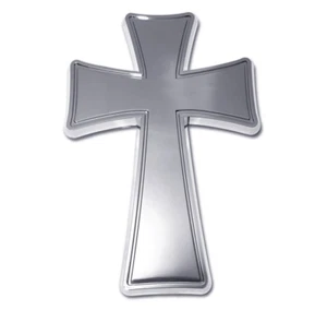 Tapered Cross Chrome Auto Emblem Religion Religious - Picture 1 of 1