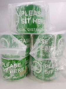 PLEASE SIT HERE SIGN TAPE KEEP SOCIAL DISTANCING 5 PACK 200 PCS EACH ROLL 3X6 IN - Picture 1 of 4
