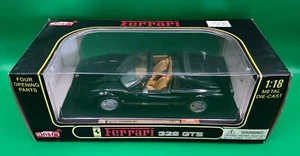 Anson Black Ferrari 328 GTS GT Convertible 1:18 Die Cast Model Car NEW IN BOX - Picture 1 of 6