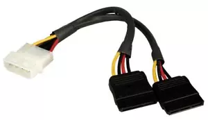 Internal 8" 4-pin (5.25) power to dual SATA power connector adapter cable - NEW - Picture 1 of 1