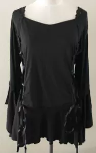 NWT Women's Black Peasant Blouse Corset Goth Renaissance Cosplay Top Size 3X - Picture 1 of 12