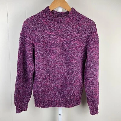 Handmade Hand Knit Pullover Sweater Speckled Fuchsia Purple Womens Medium - Image 1 of 4